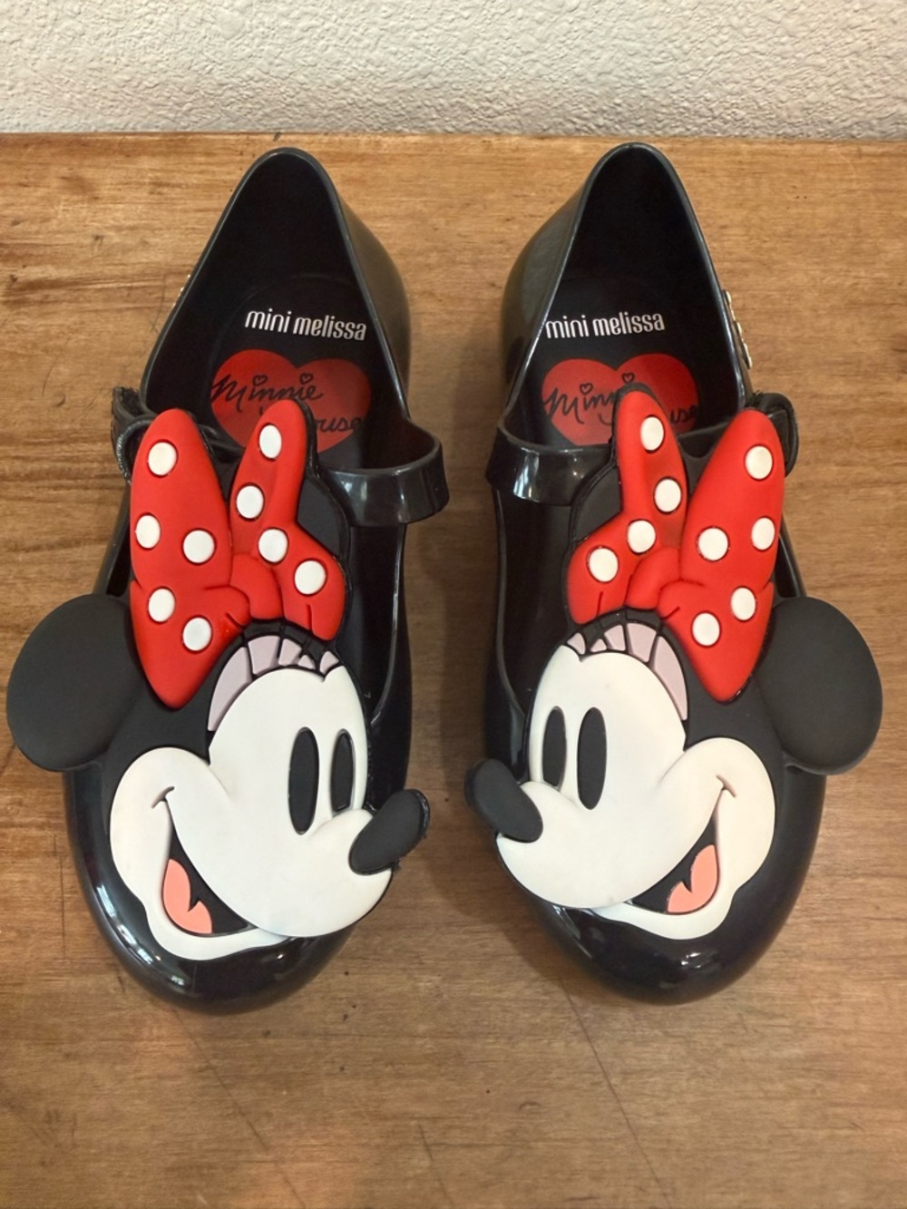 Mini Melissa Minnie Mouse Red & Black Mary Jane Jelly Shoes Toddler Size 11